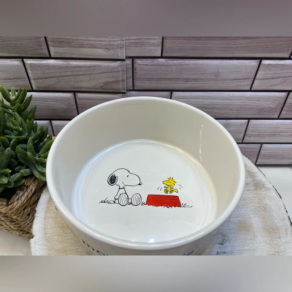 Peanuts X Rae Dunn❤️ Snoopy Dog Pet Bowl “more please “NWT